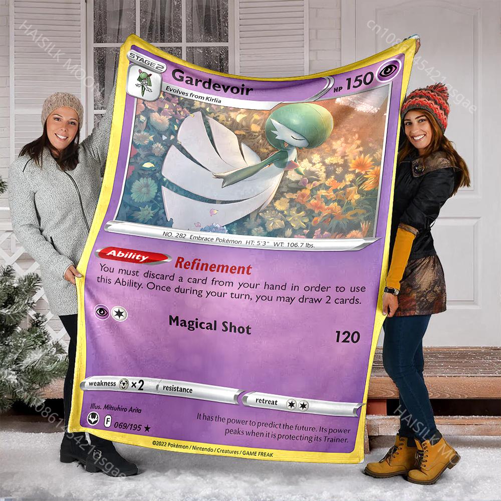 1PC Japan Pokémon Gardevoir Card Print Blanket Adult Children Warm Blankets Home Travel Car Camping Picnic Luxury Gifts