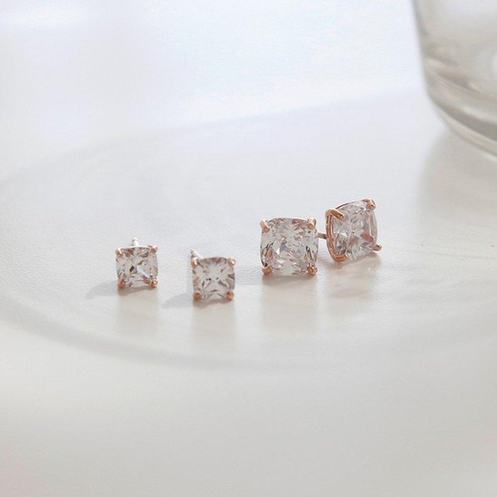 Jlauren 01M03273 Daily Rose Gold Cubic Zirconia Earrings - 4mm