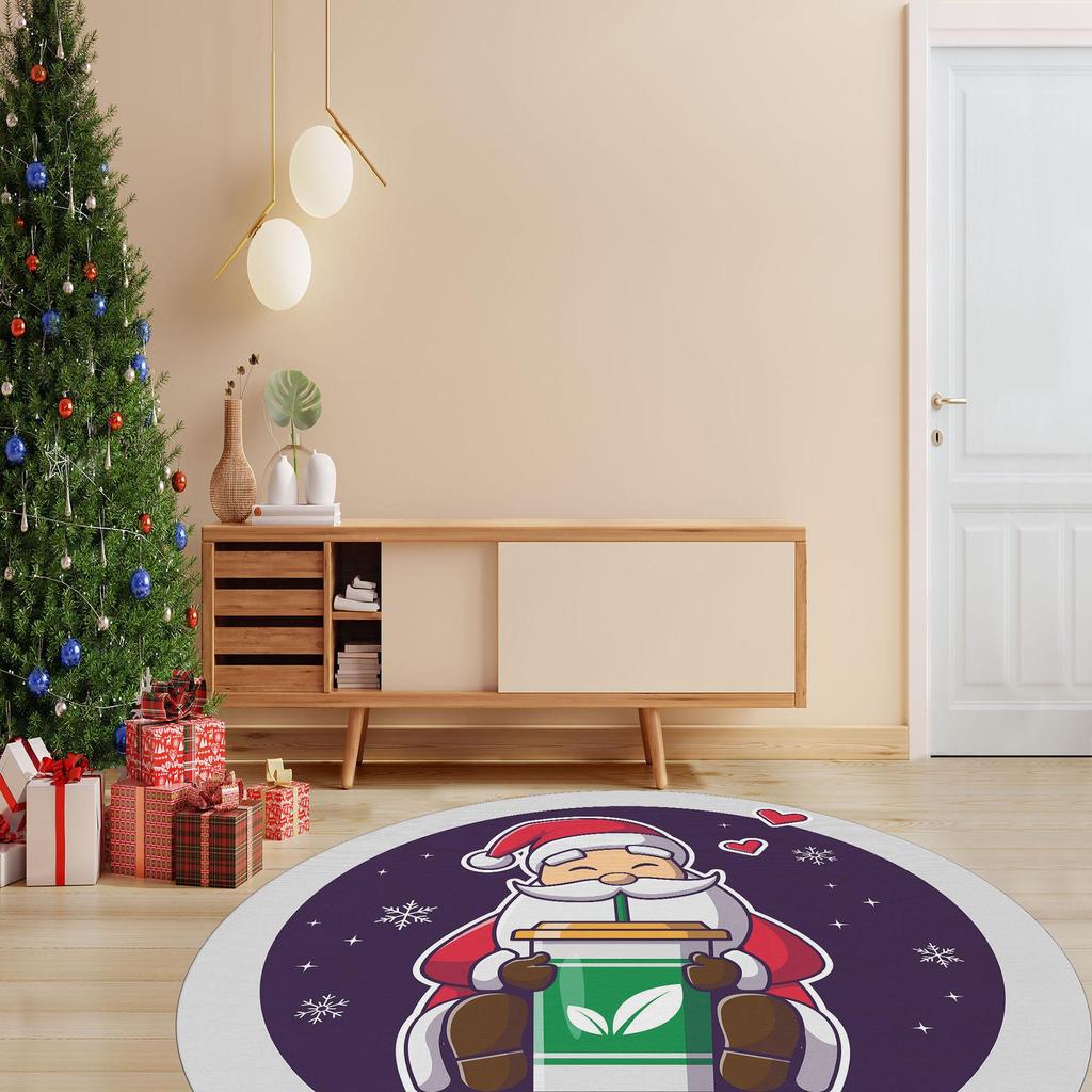 Рождественская концепция Декоративный тонкий машинный тканый хлопок Нескользящая основа Моющийся ковер для комнаты