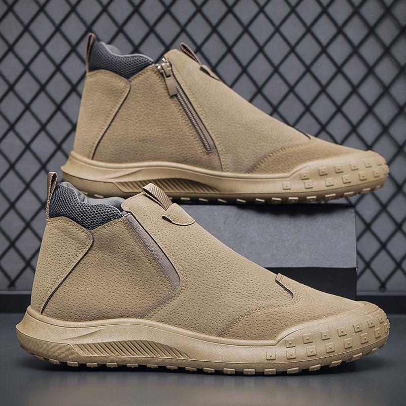 Обувь для страхования труда 2025 года, новая осенняя обувь для строительства в Баотоу, мужские модные ботинки Martin с одной педалью и мягкой подошвой, высокие спортивные ботинки