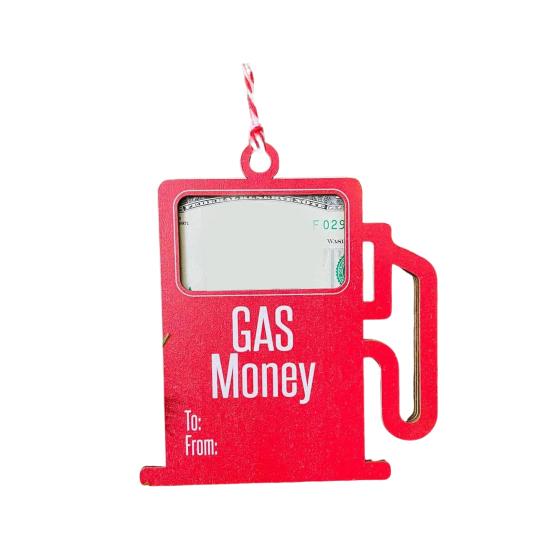 Wooden Gas Can Money Holder Christmas Tree Hanging Gas Money Wallet Cash Envelope Decoration Ornament Pendant Festival Party Wood Money Gift