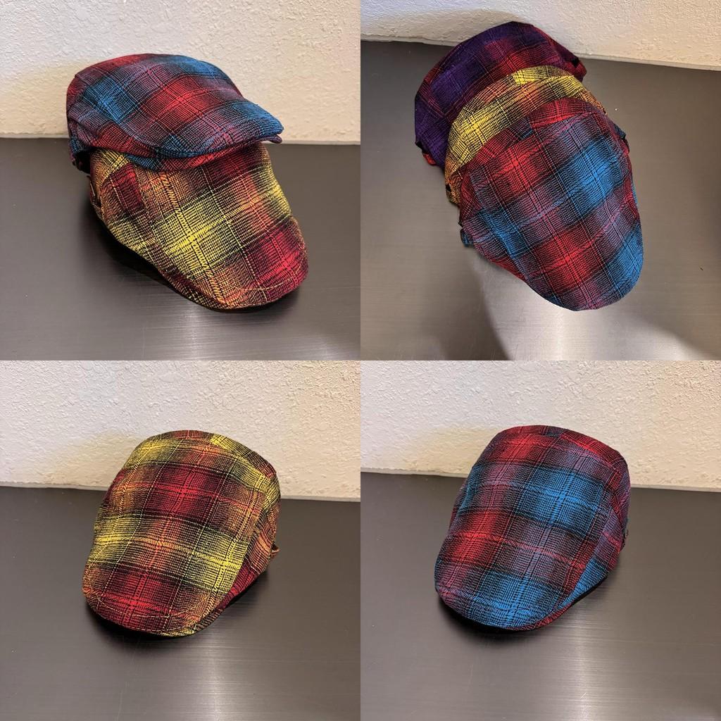 Retro Check Pattern Flat Cap For Fall Winter Fashion Statement