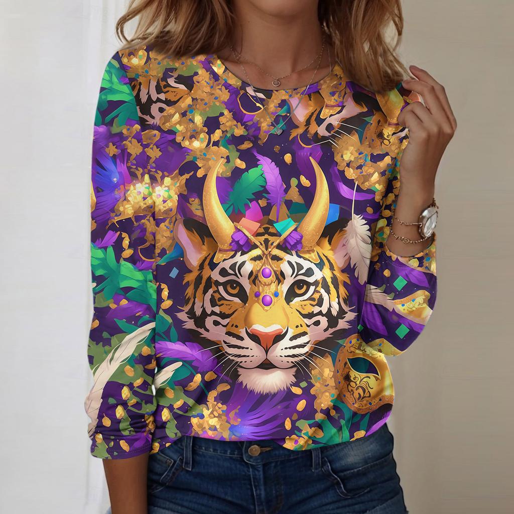 Long Sleeve Shirts For Women Cute Print Graphic Tees Blouses Casual Plus Size Basic Tops Pullover