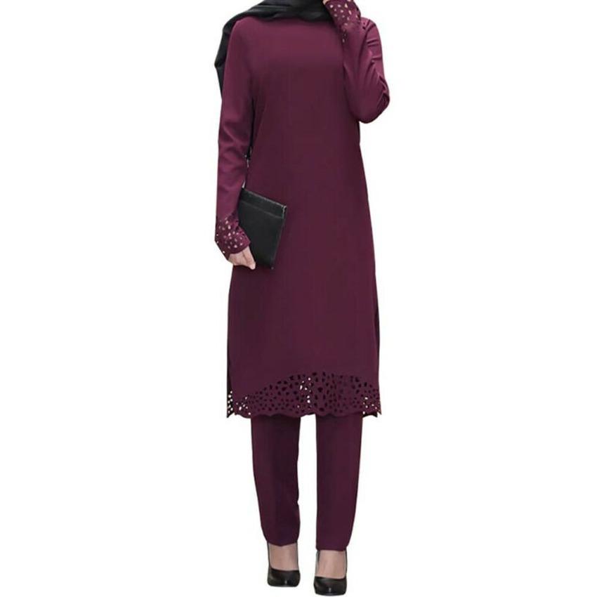 Женский мусульманский комплект одежды Абая, блузка с длинным рукавом, штаны, исламский кафтан, наряды, костюм