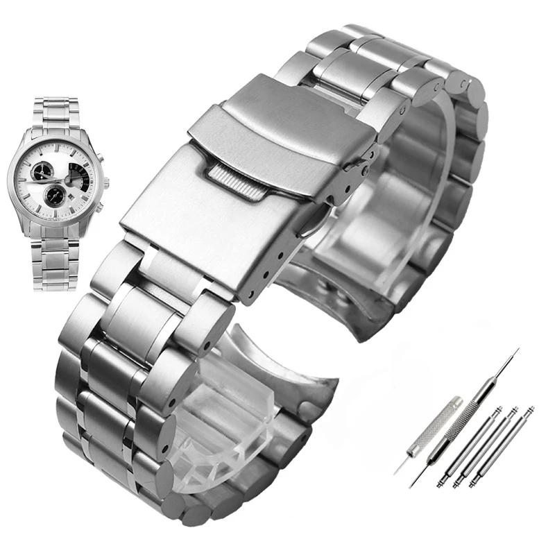 Универсальный изогнутый мужской ремешок для часов 20 мм 22 мм Для Casio EFV-540 500 510 EQB-501 EFR-303 Сплошной ремешок из нержавеющей стали Металлическая цепочка для часов