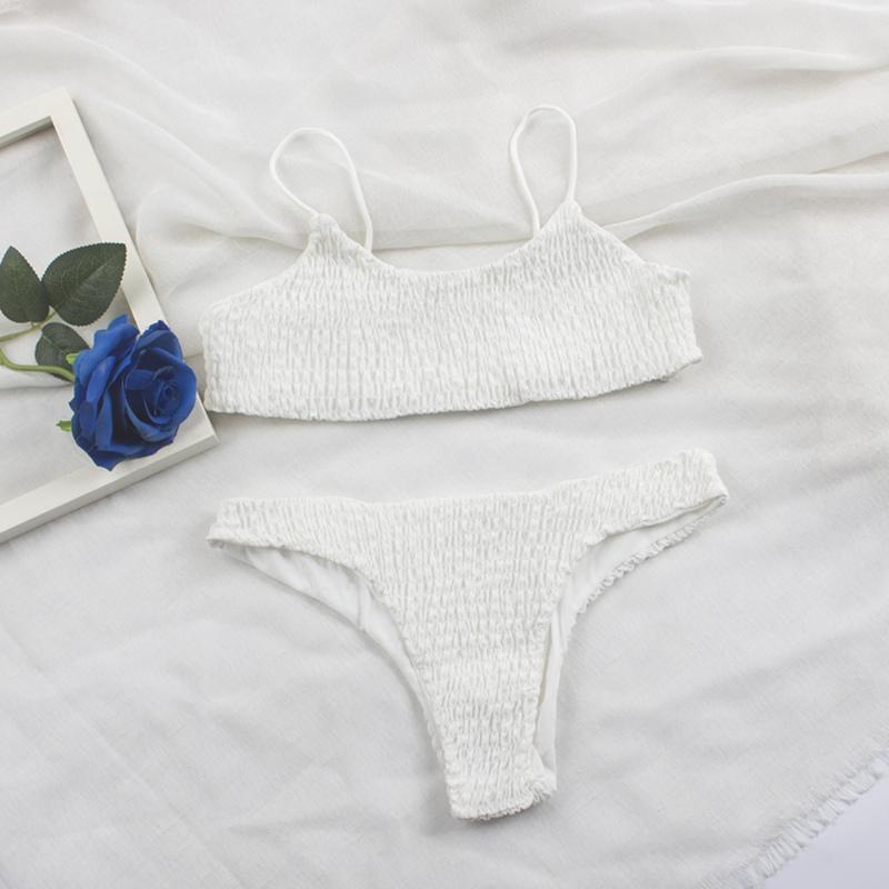 Сексуальные плиссированные бикини 2025 Mujer женский купальник купальники женский бразильский комплект бикини пляжная одежда высокий вырез купальный костюм 313