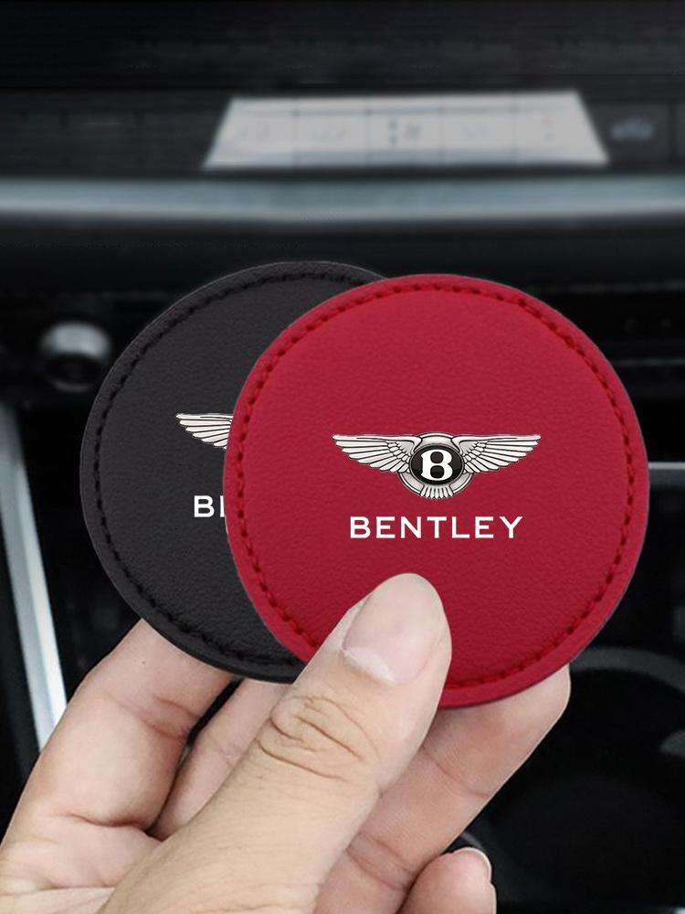 2Pcs Car Interior Coaster Water Cup Bottle Holder Anti-slip Pad Mat for New Bentley Flying Spur Continental GT Bentayga Mulsanne