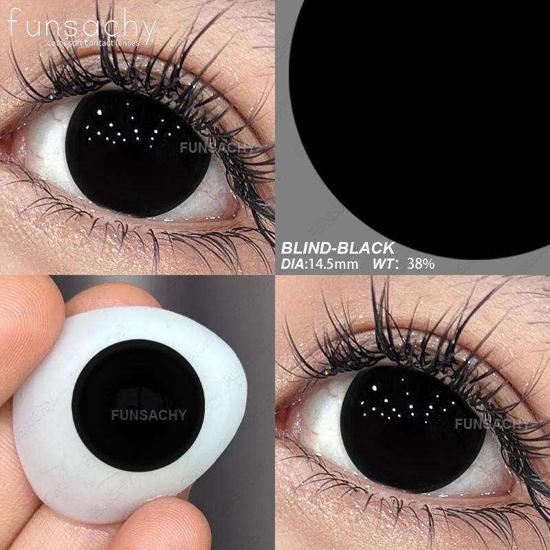 FUNSACHY 2pcs Anime Cosplay Contact Lenses Colored Lens for Crazy Halloween Solid Color Blue Contacts Pink Beauty Pupil Yearly