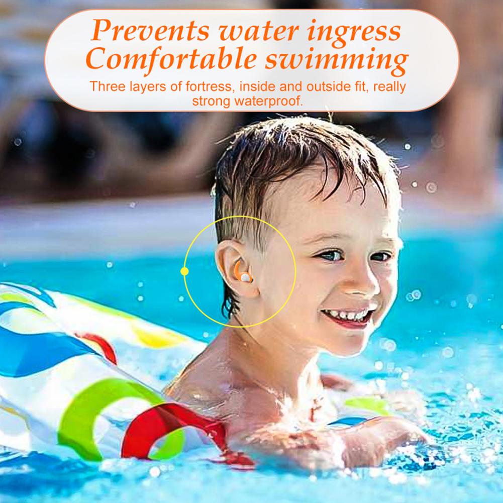 #L 1 пара 3-слойных силиконовых берушей для детей 5-12 лет, плавание (серый)