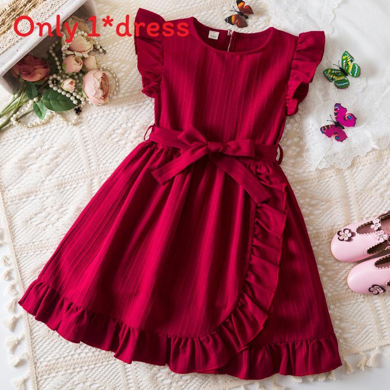 Princess Girl Summer Dress With Ruffle Trim And Bow For Toddler Girls