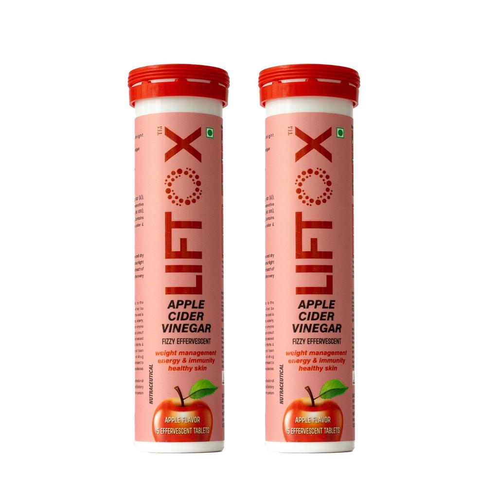 LIFTOX Яблочный уксус - Шипучая формула для контроля веса и энергии (30 таблеток), Натуральный, Быстродействующий Детокс и Ускоритель Метаболизма, Поддерж