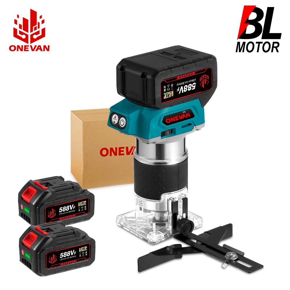 ONEVAN 5-скоростной бесщеточный электрический ручной триммер 1600 Вт беспроводной фрезер по дереву деревообработка гравировка прорезка пазов для Makita 18 В аккумулятор