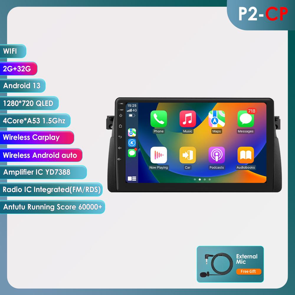 OSSURET 2 Din Android автомобильное радио для BMW E46 M3 1999 -2006 Carplay Andriod Auto Multimedia Stereo Bluetooth 9-дюймовый интеллектуальный экран SWC RDS OBD2 SWC