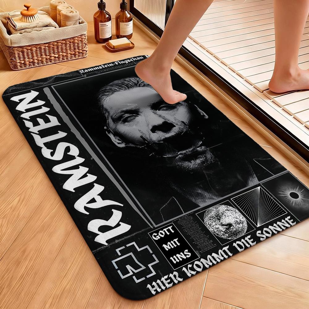 Rammstein Iconic Industrial Metal Logo Theme Rug Durable Stainresistant Carpet For Bathroom Kitchen Home Party Decor Great Holiday Gift