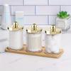 3 Piece Bathroom Organizer - Cotton Swab Holder, Acrylic Apothecary Jar with Lid, Round Cotton Swab Dispenser for Floss