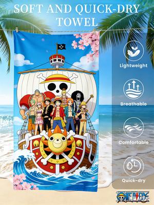 One Piece Обезьяна D. Пляжное полотенце с Луффи, Эксклюзивная лимитированная серия для фанатов аниме, Банное полотенце на пиратскую тематику для пляжа, бассейна и ванной комнаты