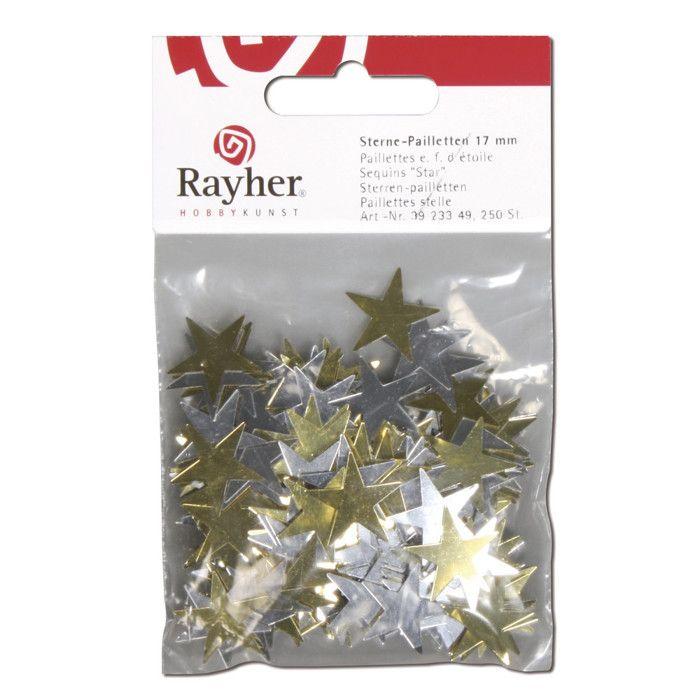 Star-shaped Sequins, 17mm 250 Pcs, Gold and Silver