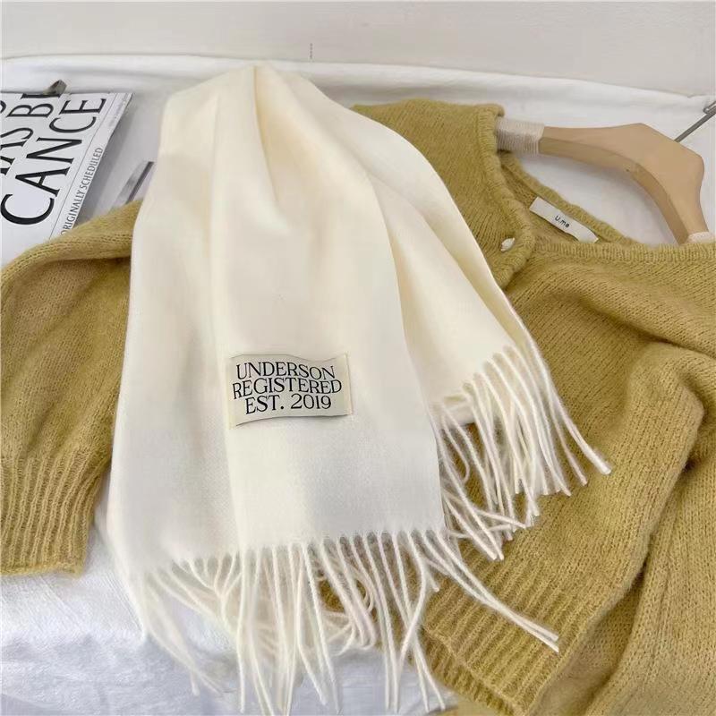 Однотонный кашемировый шарф на шею для женщин, зимние теплые шали и накидки, большие шарфы-хиджабы, женский 35x170см EMA