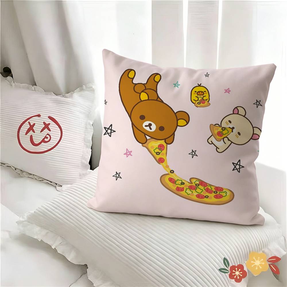 pc Rilakkuma Cartoon Pillow Case Fashion Square Pillowcase Bedroom Sofa Room Ins Decoration Leisure