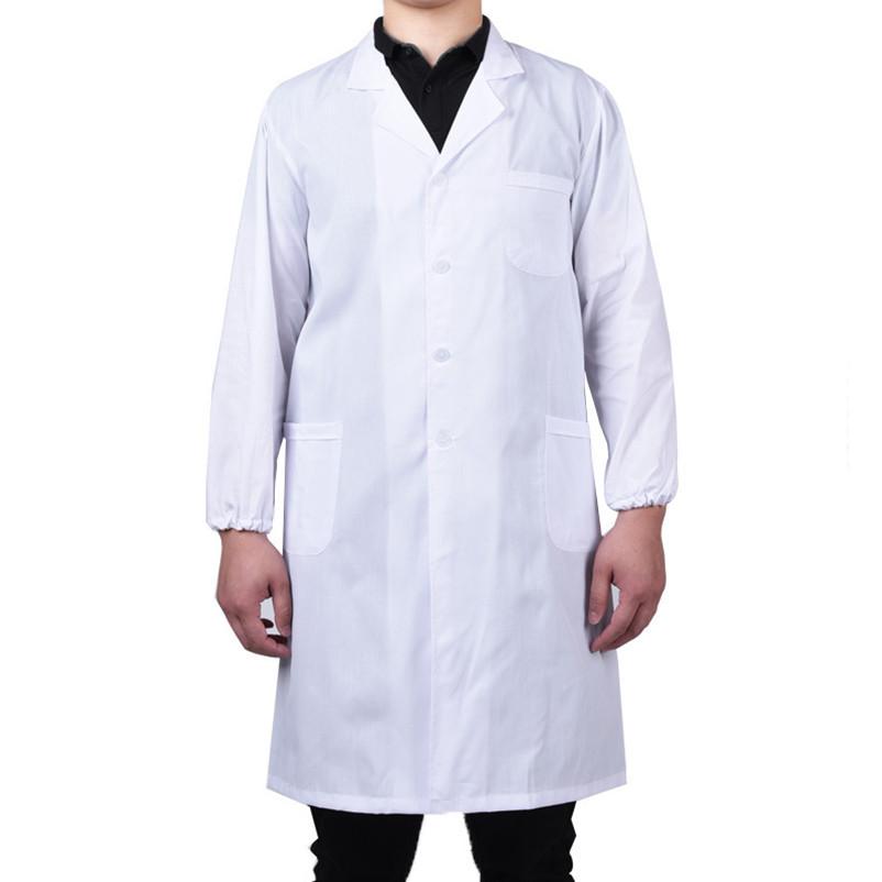 Удобная повседневная униформа врача медсестры с длинным рукавом, белый рабочий халат