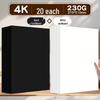 Набор белой и черной картона - A4 и 8K, Черный Крафт, Белый 4K, для проектов в детском саду и начальной школе