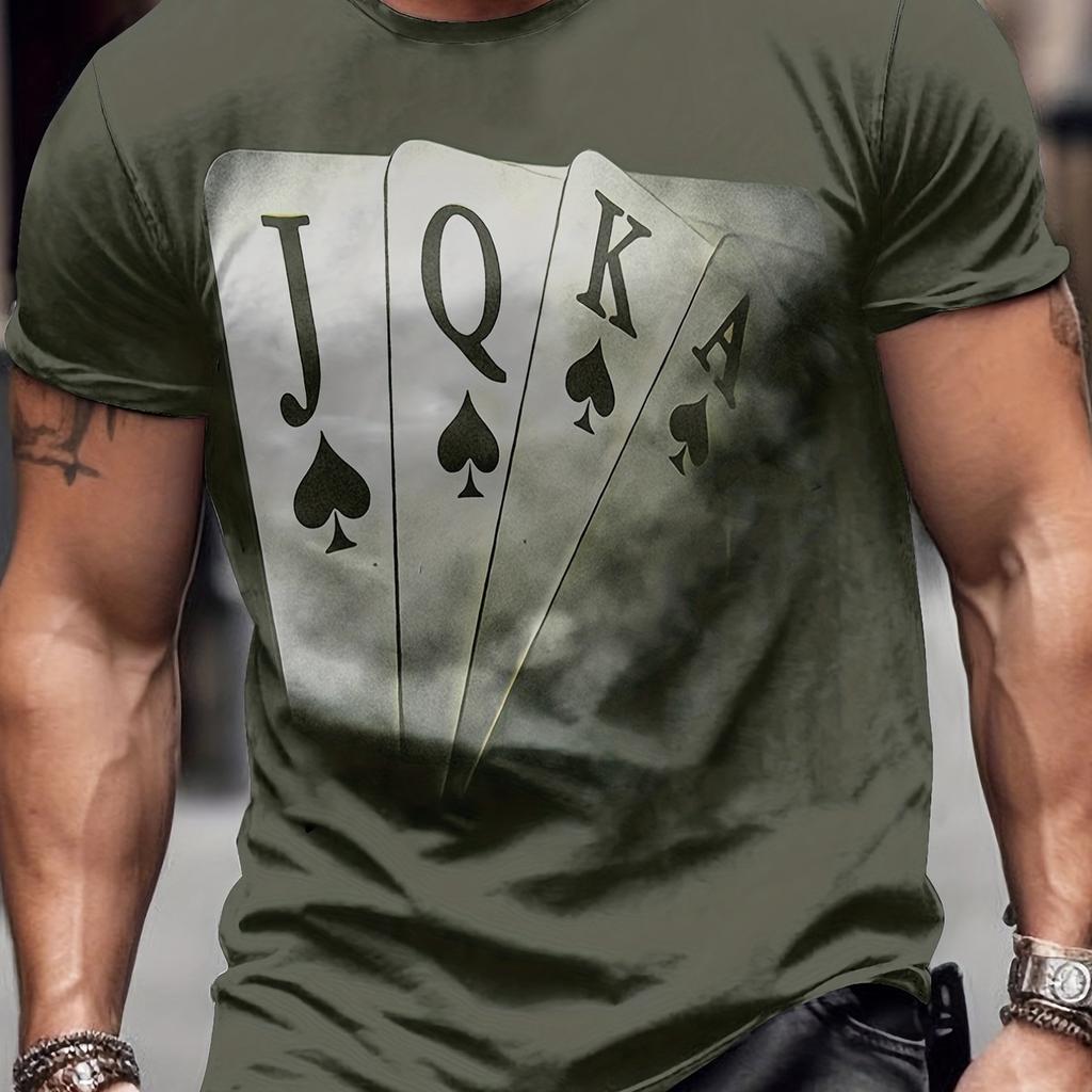 Мужские футболки с графическим 3D-принтом на тему покера, повседневные футболки, удобные пуловеры с короткими рукавами, мужская летняя одежда
