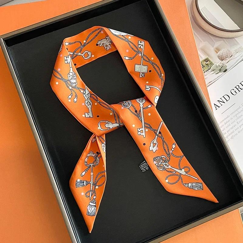 Женский узкий тонкий шарф с принтом лошади, длинный ленточный шарф, ручка для сумки, многофункциональный декоративный шейный платок, резинка для волос