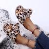 Women Slippers Winter Shoes For Woman Home Slippers Faux Fur Slippers Leopard Print Bow Decoration Shoes Size 36 -41