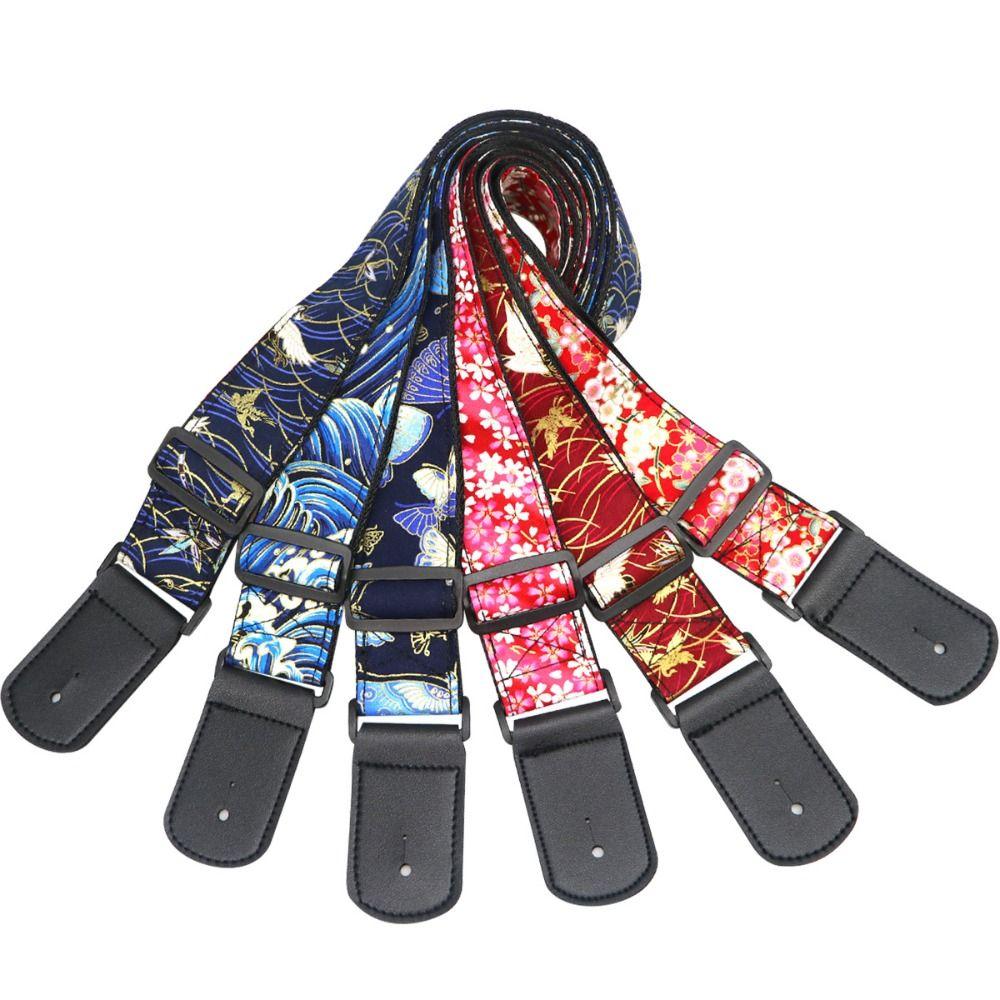 Vintage Guitar Strap Embroidered Print Guitar Shoulder Belt Bass Belts Electric Guitar Belts Bass