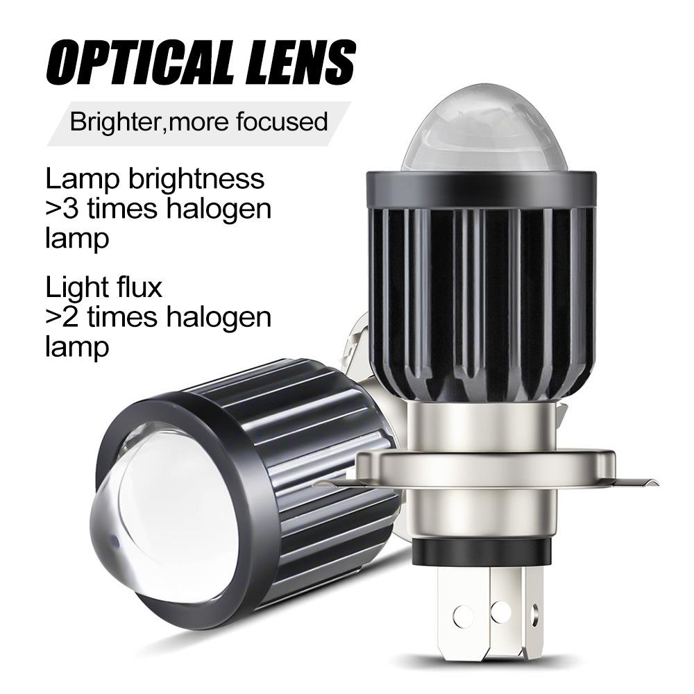 Factory Direct New 12V High Brightness Motorcycle Headlight Lens H4 Dual Beam LED 1200 Lumens Spot Focused Waterproof Universal