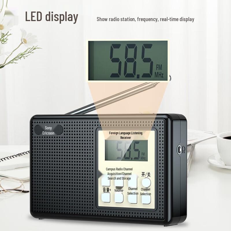 Soaiy C20 Portable FM Radio with Card Playback CN plug (adapter included)