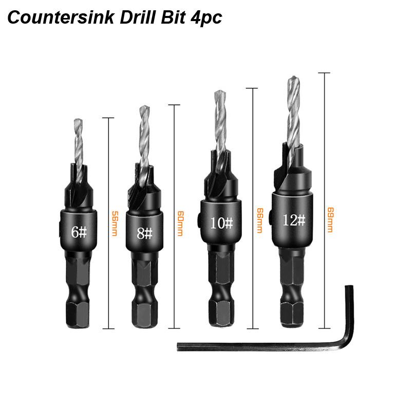 Conical Drill Bit Countersink Woodwork Pilot Holes HSS Universal Counterbore Cutter Screw Aluminum Plastic Carpentry Pilot Hole