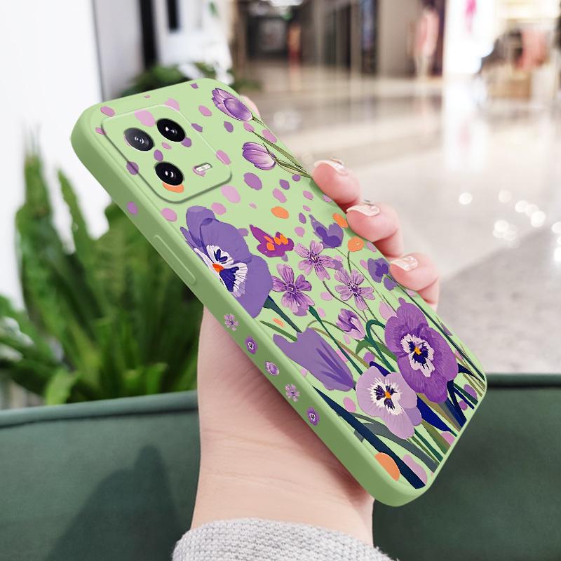 Purple Charm Tulip Phone Case For Xiaomi Mi 15 14 14T 13 13T 12 12X 12T 12S 11 11T 10 10T 9 9T Pro Lite Liquid Silicone Cover