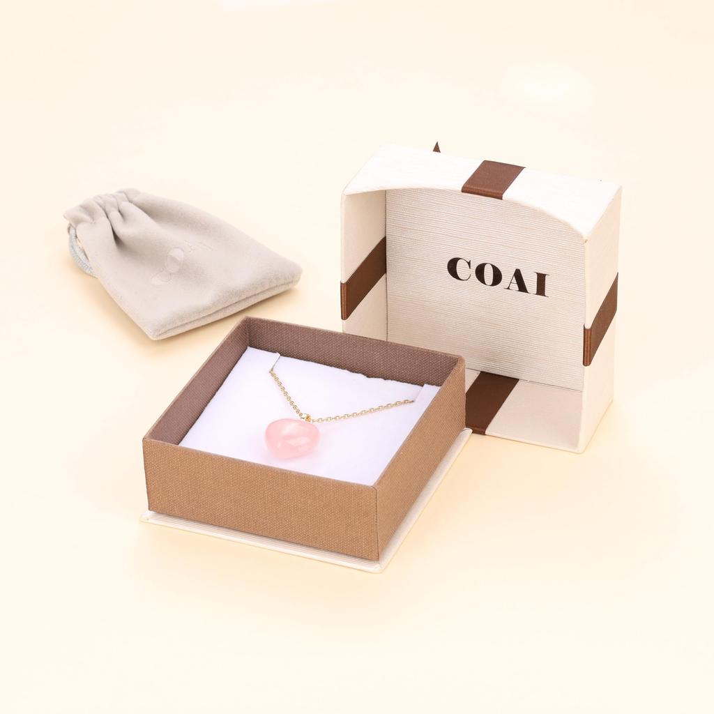 Ожерелье из розового кварца Love Heart с камнем силы исполнения любви для женщин [Coai]