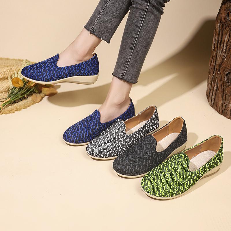 Fashion Women Flats New Spring Autumn Flat Loafers Fashion Leisure Flat Shoes Women Round Knitting Elastic Comfortable Sneakers Women