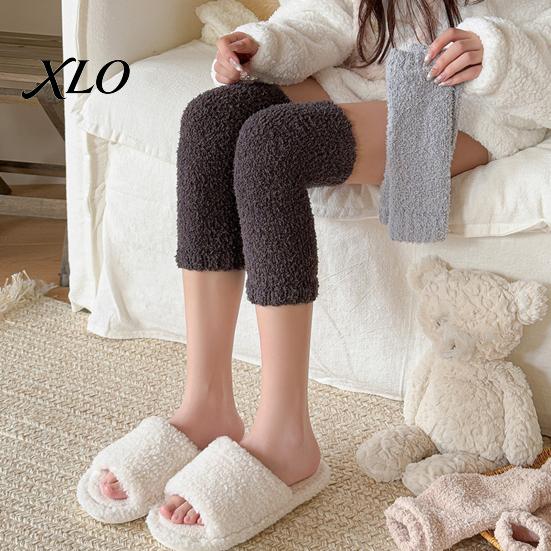 Thick Coral Velvet Footwear Thickened Thermal Knee Sleeve for Women, Winter Warm Fleece Leg Warmers, Breathable Fuzzy High Socks Pads Skiing