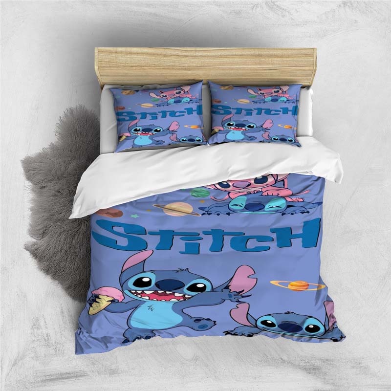 Mini Kawaii (Stitch) Bedding Set, Cartoon Duvet Cover and Pillowcases, Soft and Comfortable, Customizable.