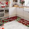 2PC Christmas Crystal Pile Home Decorative Carpet Kitchen Entryway Bathroom Non-Slip Machine Washable Carpet