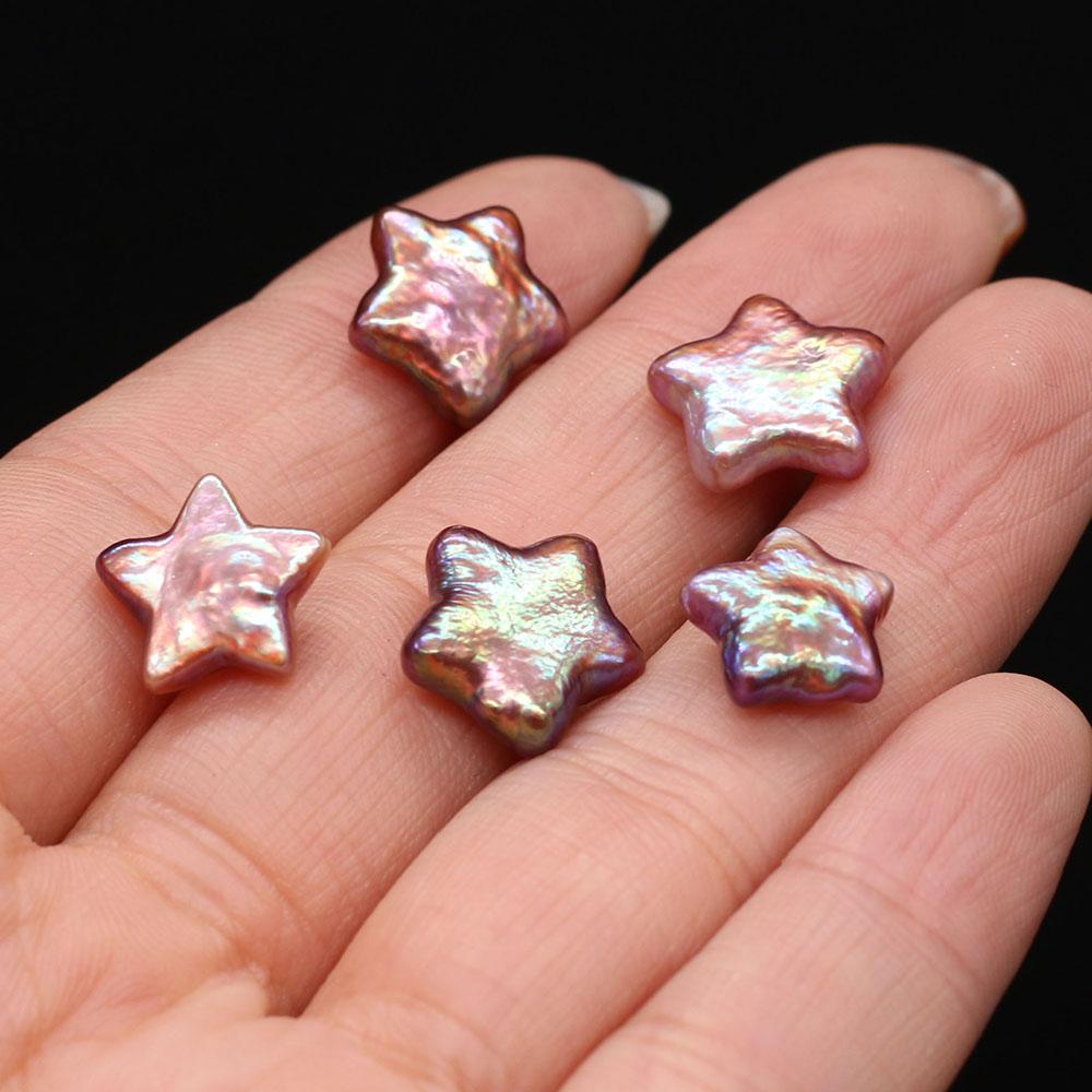1Pc, Purple Non-porous Natural Shell Beads, Handmade Pentagram Loose Beads, 1.2-1.3cm, for DIY Necklace Bracelet Anklet Accessories, Jewelry Making