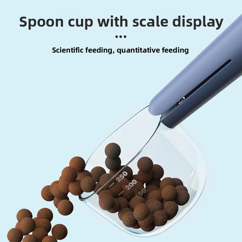 Transparent Pet Food Spoon with Scale Measurement, Cat and Dog Pet Food Scooping Spoon, Cat and Dog Food Spoon