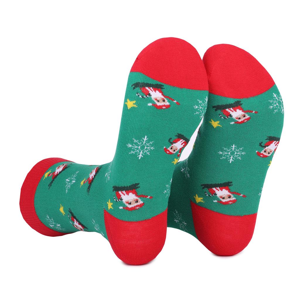 Взрослые Рождественские Рождественская Елка Снежинка Волнистый Узор Этнический Стиль Теплые Впитывающие Устойчивые к Запаху Носки до Середины Икры