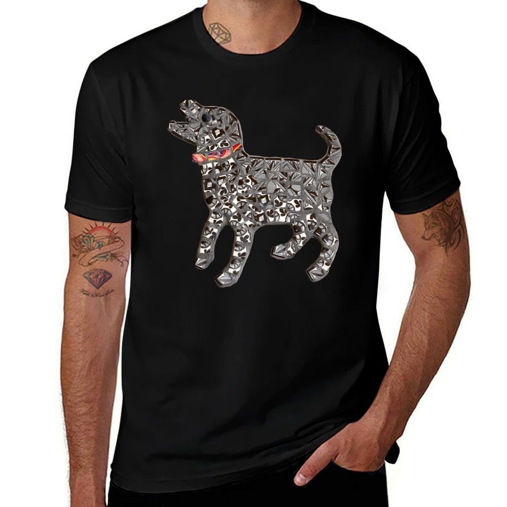 Mosaic Dog Woof TShirt Gym Wear Breathable Short Sleeve Tee