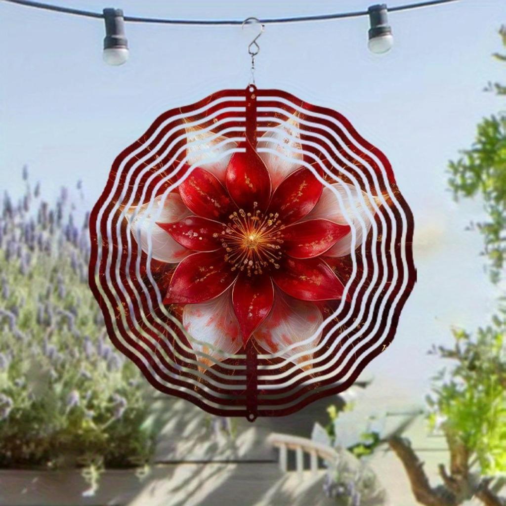 10 Inch Bohemian Wind Chime with 360 Degree Rotating Hook Vibrant Floral Design for Spring Summer Balcony Garden Yard Decoration