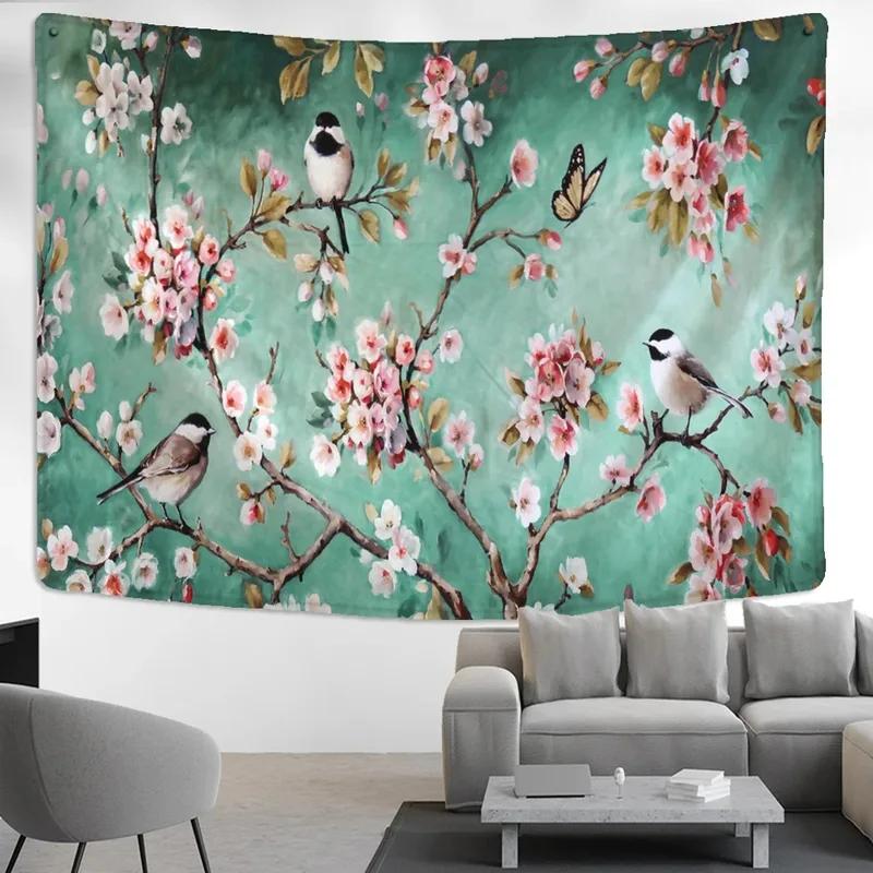 Украшение стены дома гобелен цветок птица фон подвесная ткань офис гостиная гобелен
