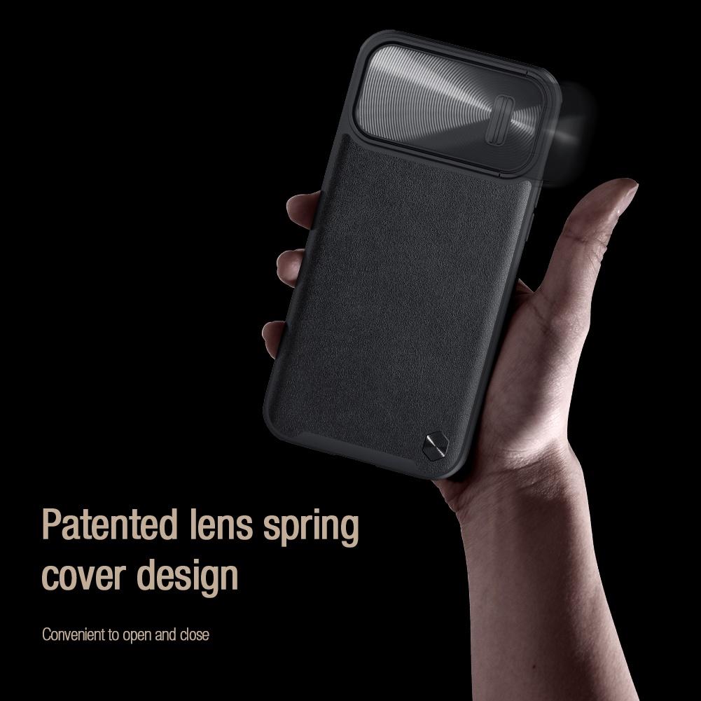 NILLKIN Магнитный кожаный чехол CamShield S для iPhone 14 Pro Max, чехол для телефона, слайдер из сплава, противоударная задняя крышка