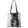 Shopping Bags For Groceries French Bulldog Custom Print Handbag Women Shoulder Cloth Pouch Foldable Girl Large Linen Bag