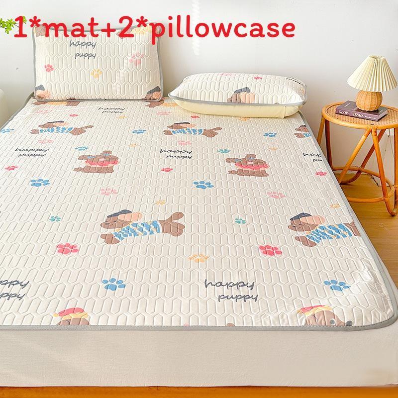 Summertime Bear Butterfly Dog Flower Patternlatex Bed Mat With Waterproof Print Material And Soft Pillowcases