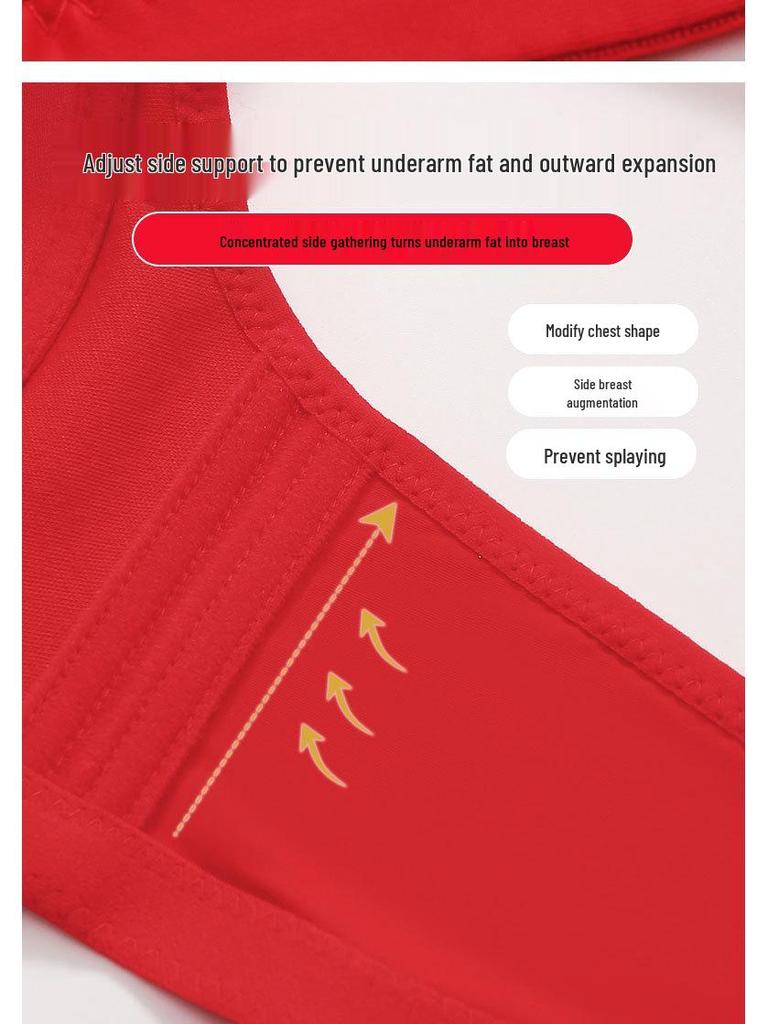 Красный кружевной беспроводной бюстгальтер большого размера с тонкой чашкой и стильной спинкой