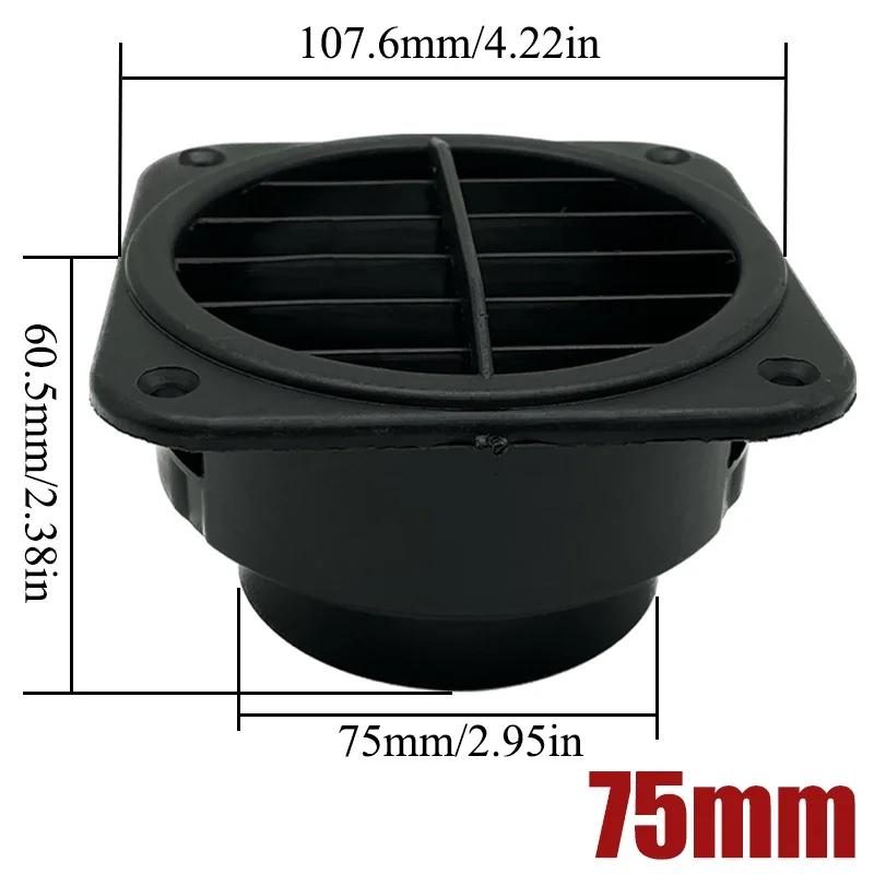6X 42mm/60mm/75mm/90mm Warm Heater Parking Heater Air Vent Car Heater Ducting Duct Air Outlet Black For Webasto Truck Auto Parts