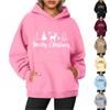 Women's Round Neck Long Sleeve Christmas Print Top Hoodie